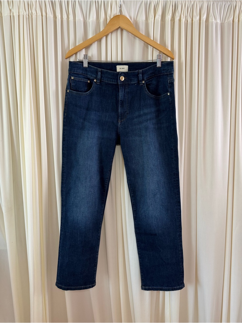 DL1961 Mara Straight Ankle‎ Mid Rise Instasculpt Dark Indigo Jeans Size 32 - Picture 4 of 10